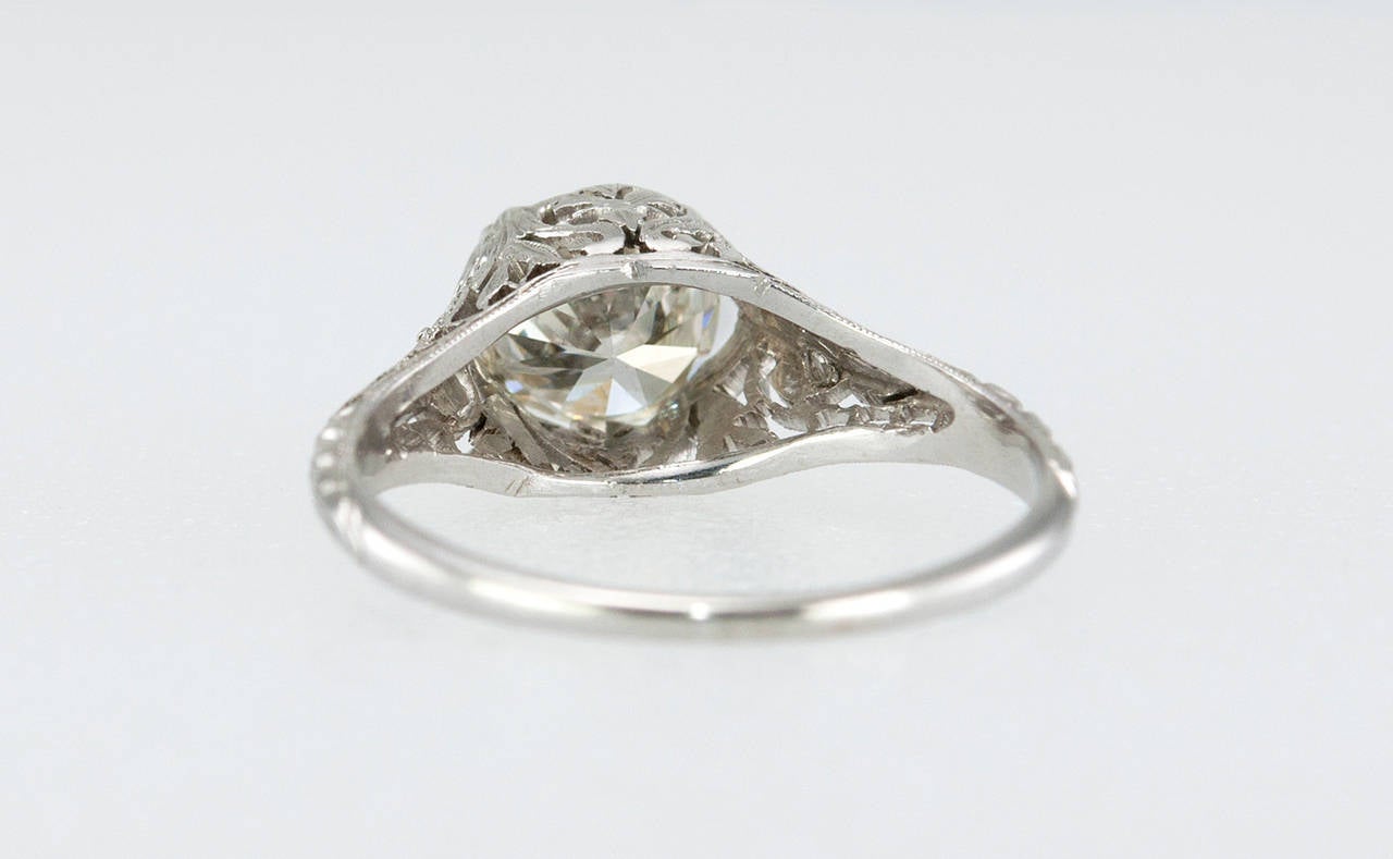 1.09 Carat Edwardian Diamond Platinum Engagement Ring circa 1915 4