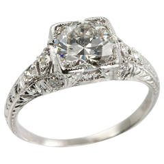 1.52 Carat Edwardian Diamond Platinum Engagement Ring circa 1915 1
