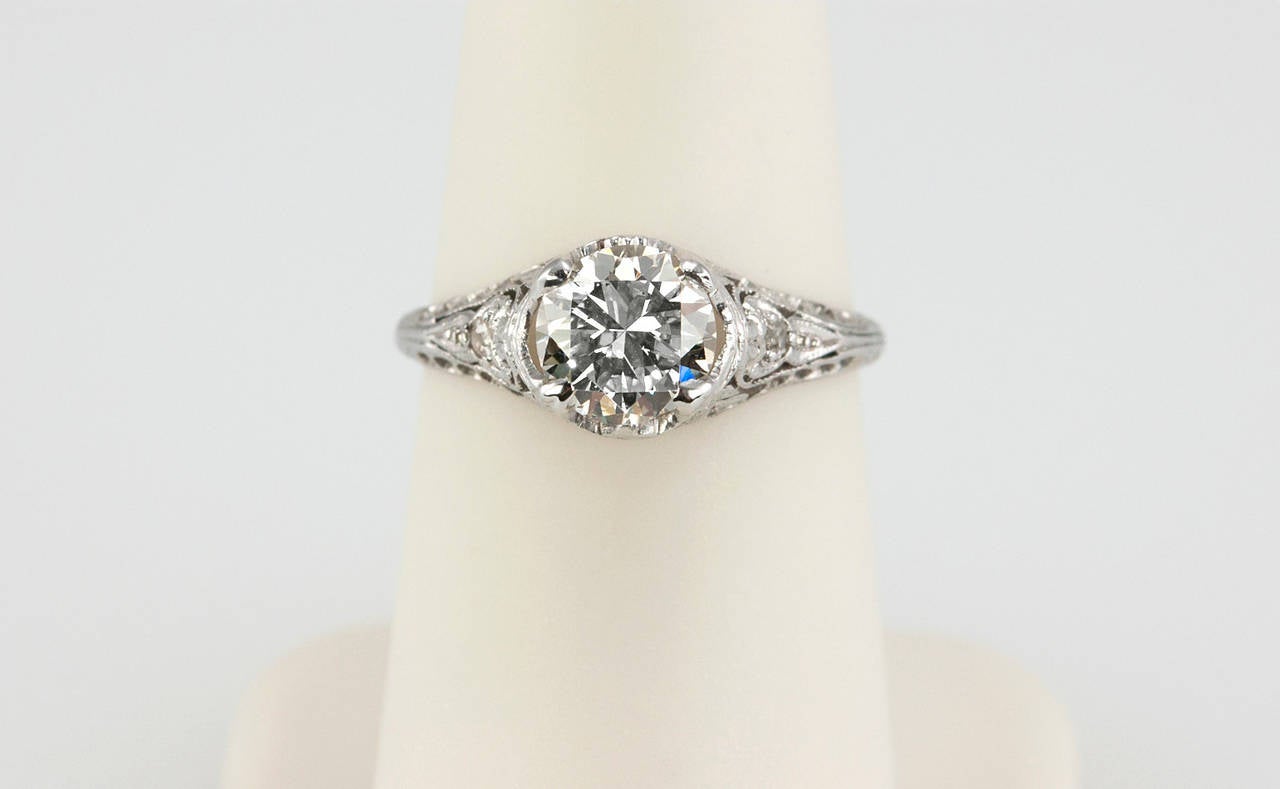 1.09 Carat Edwardian Diamond Platinum Engagement Ring circa 1915 1