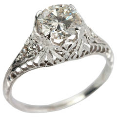 1.09 Carat Edwardian Diamond Platinum Engagement Ring circa 1915