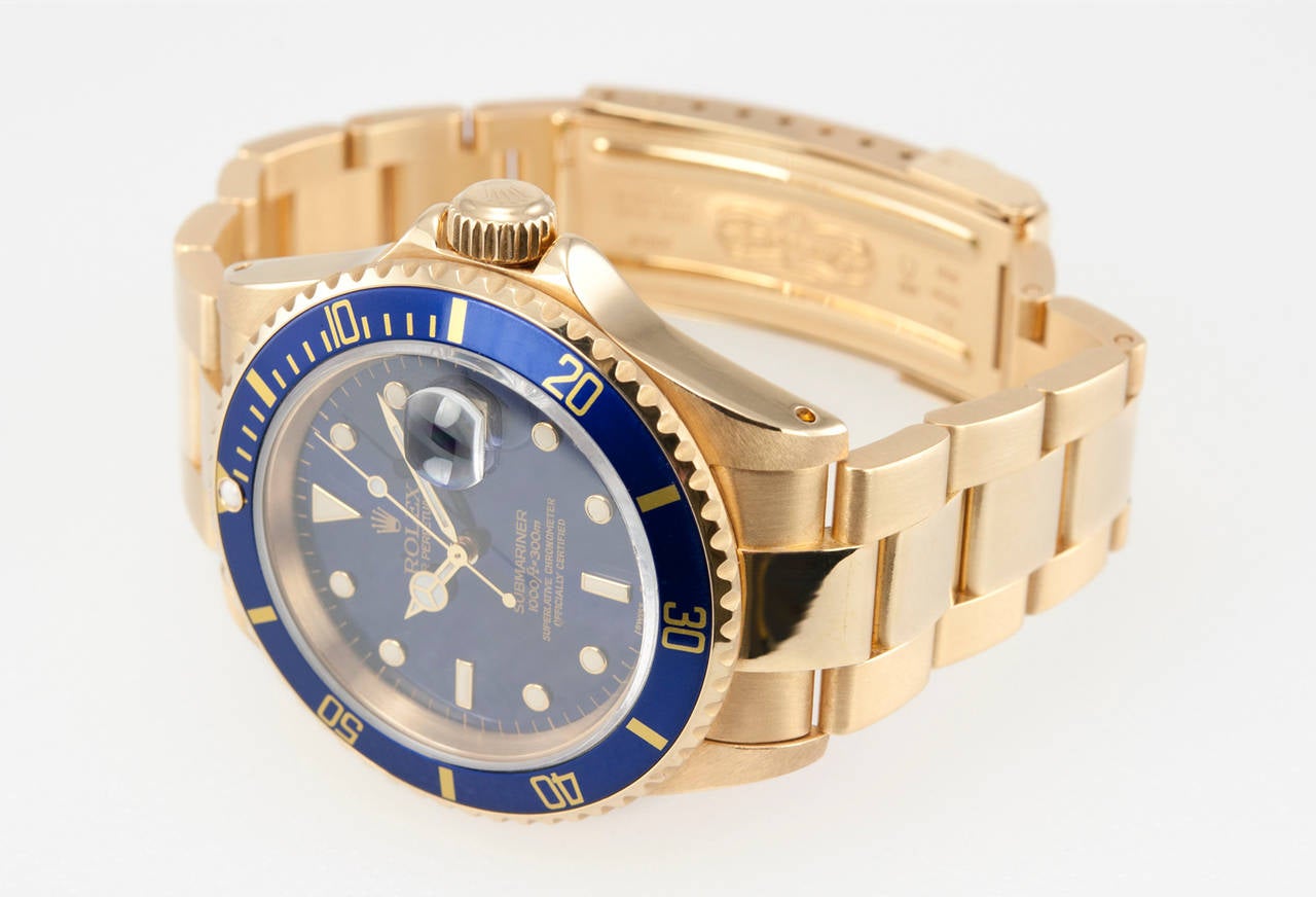 Rolex Yellow Gold Submariner Wristwatch Ref 16618 1