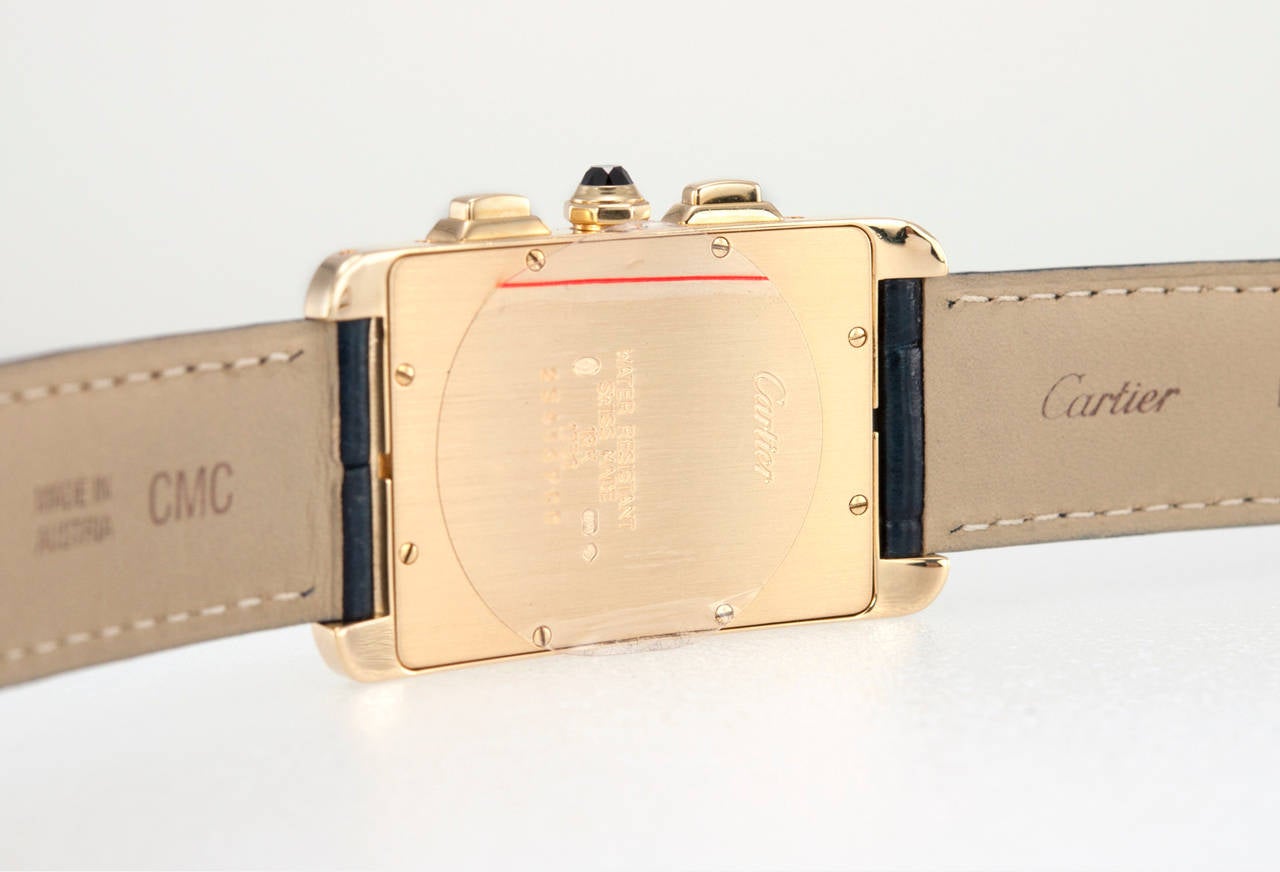 Cartier Yellow Gold Tank Americaine Chronograph Wristwatch 2