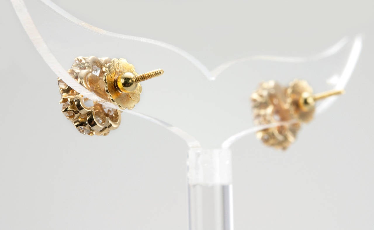 Victorian Diamond Gold Cluster Earrings 3