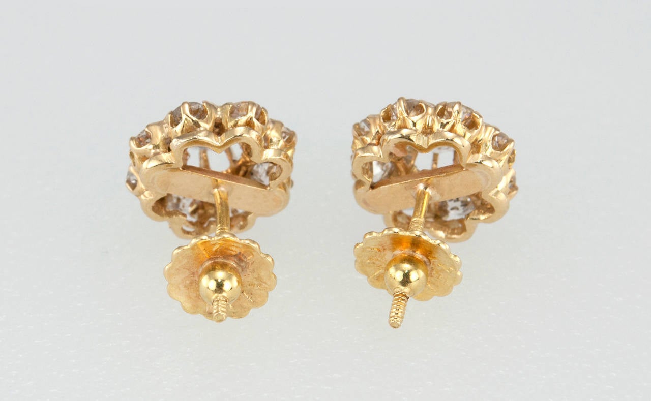 Victorian Diamond Gold Cluster Earrings 4