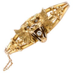 Victorian Diamond Gold Lion Bracelet