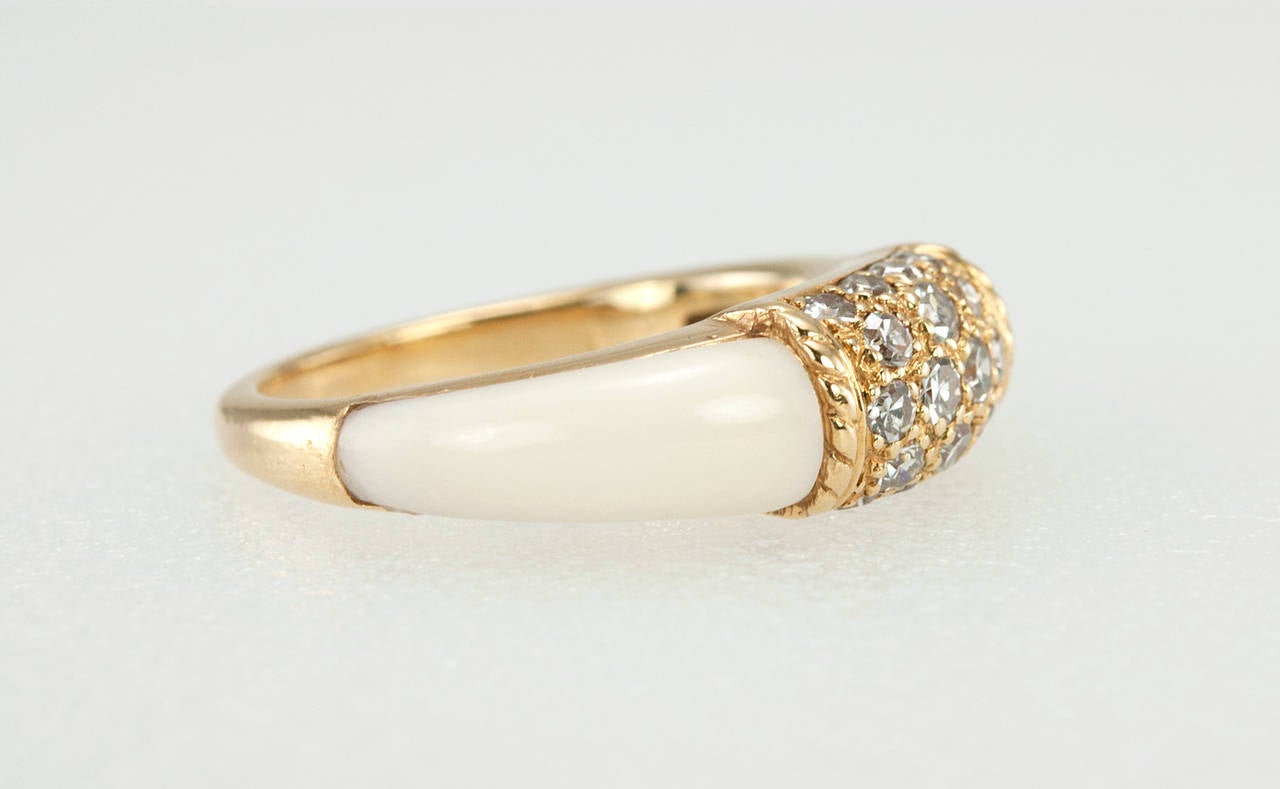 Van Cleef & Arpels Philippine White Coral Diamond Gold Ring 1