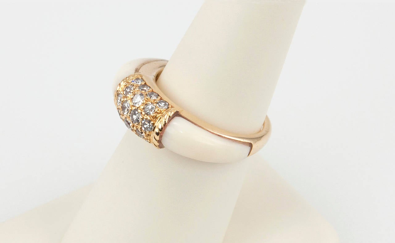 Van Cleef & Arpels Philippine White Coral Diamond Gold Ring 3