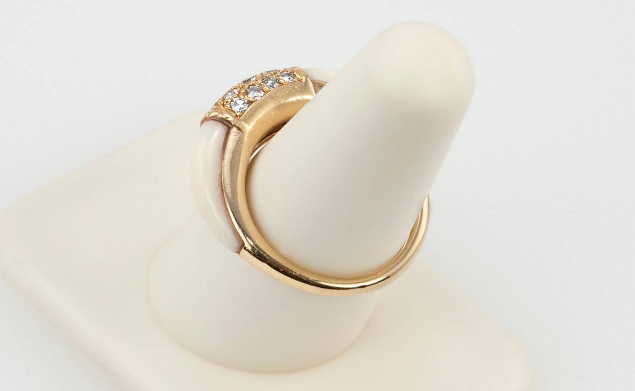 Van Cleef & Arpels Philippine White Coral Diamond Gold Ring 4