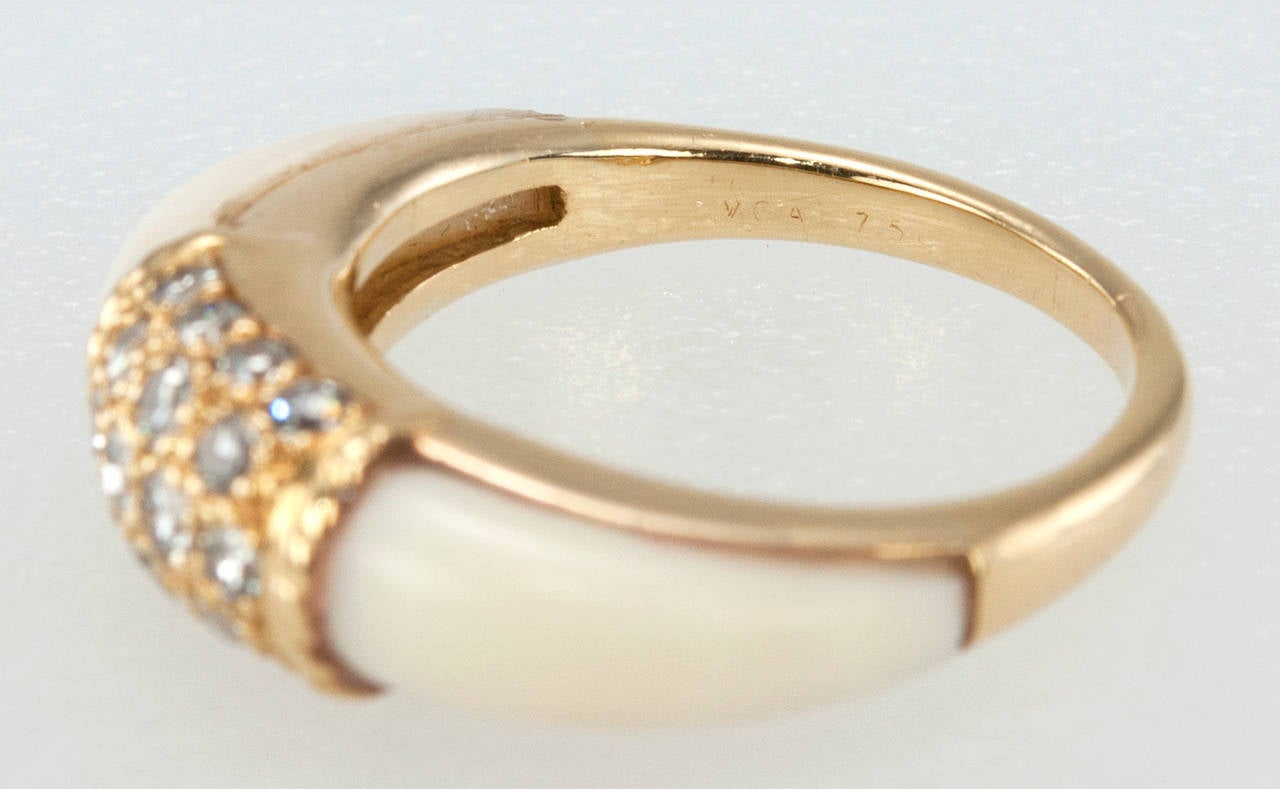 Van Cleef & Arpels Philippine White Coral Diamond Gold Ring 6