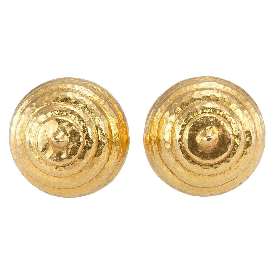 Lalaounis Gold Dome Earclips For Sale at 1stDibs