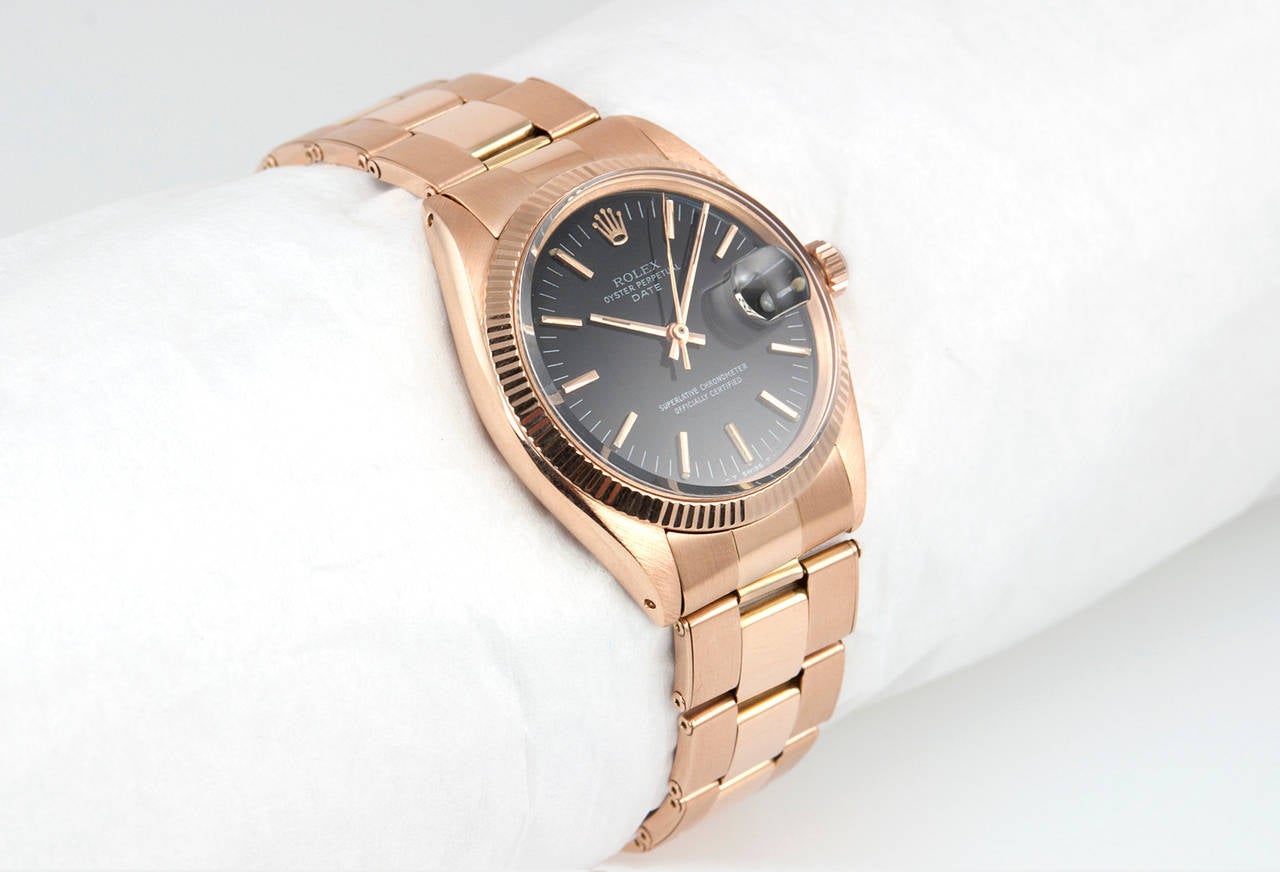 Rolex Rose Gold Date Wristwatch Ref 1503-5 In Good Condition In Los Angeles, CA