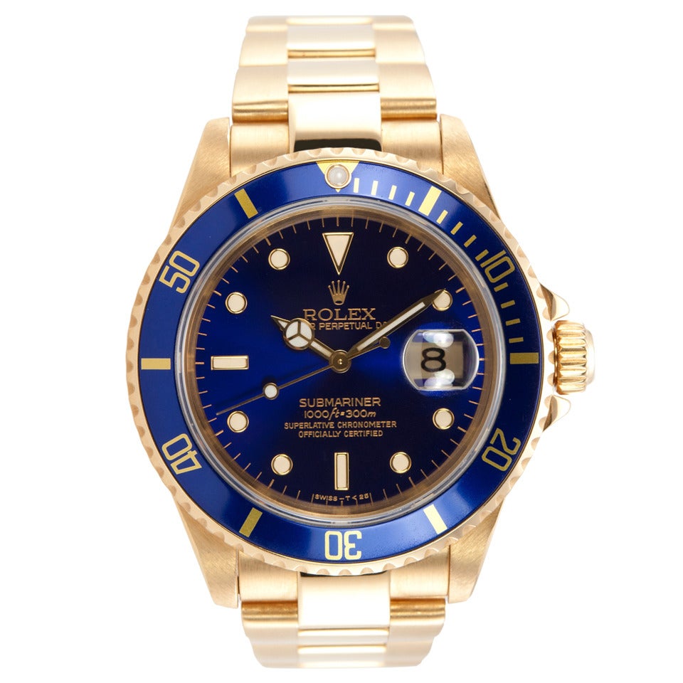 Rolex Yellow Gold Submariner Wristwatch Ref 16618