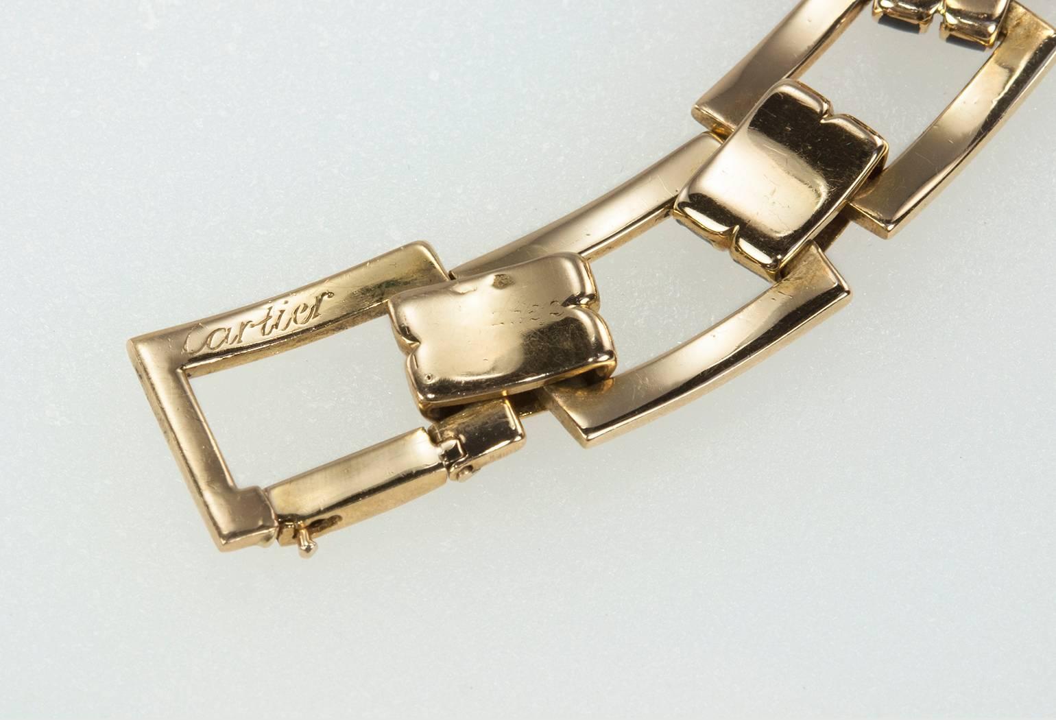 Cartier Art Deco Enamel Jade Gold Bracelet, circa 1940s For Sale 1