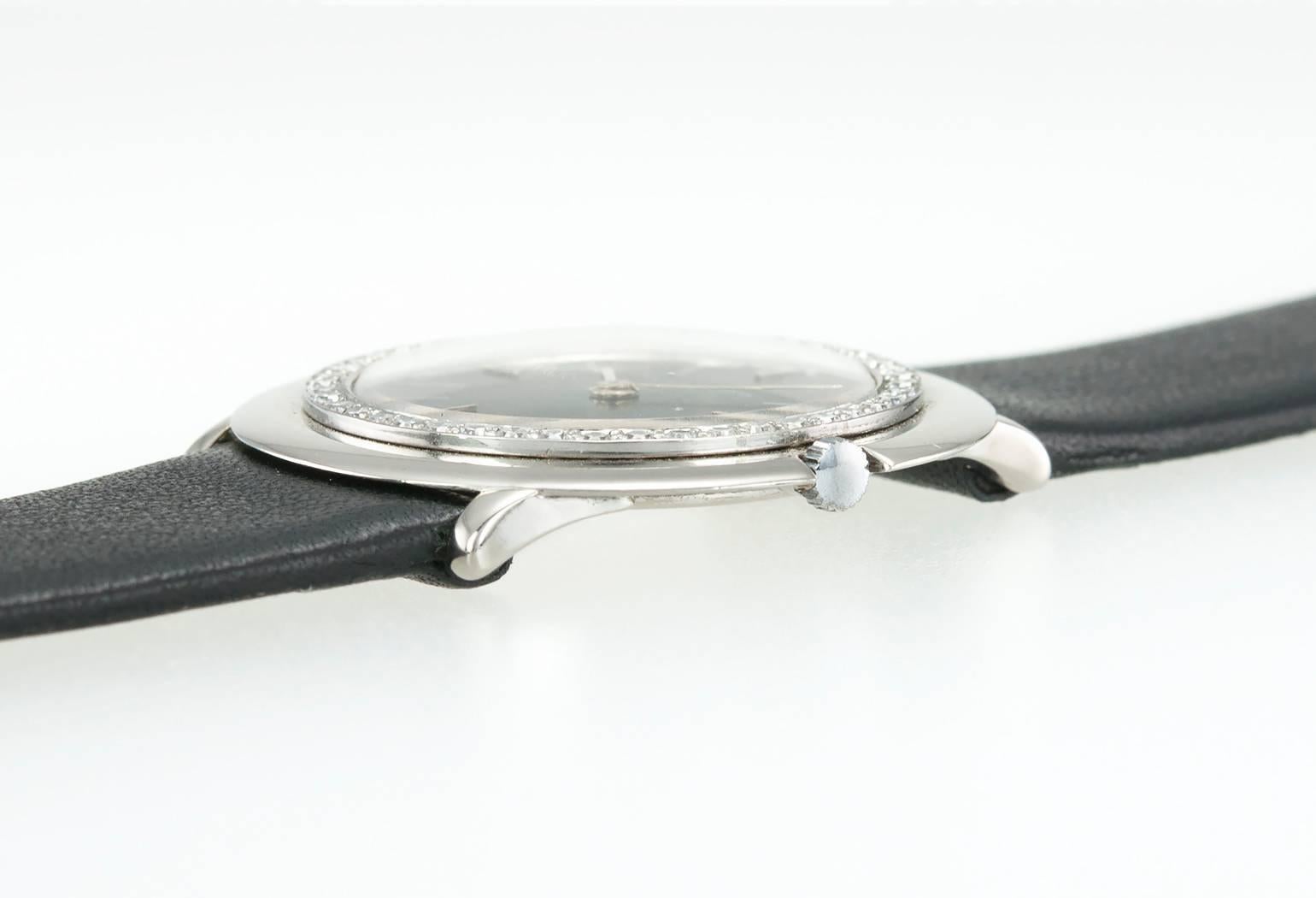 Women's or Men's Vacheron & Constantin White Gold Diamond Bezel Manual Wind Wristwatch Ref 6418