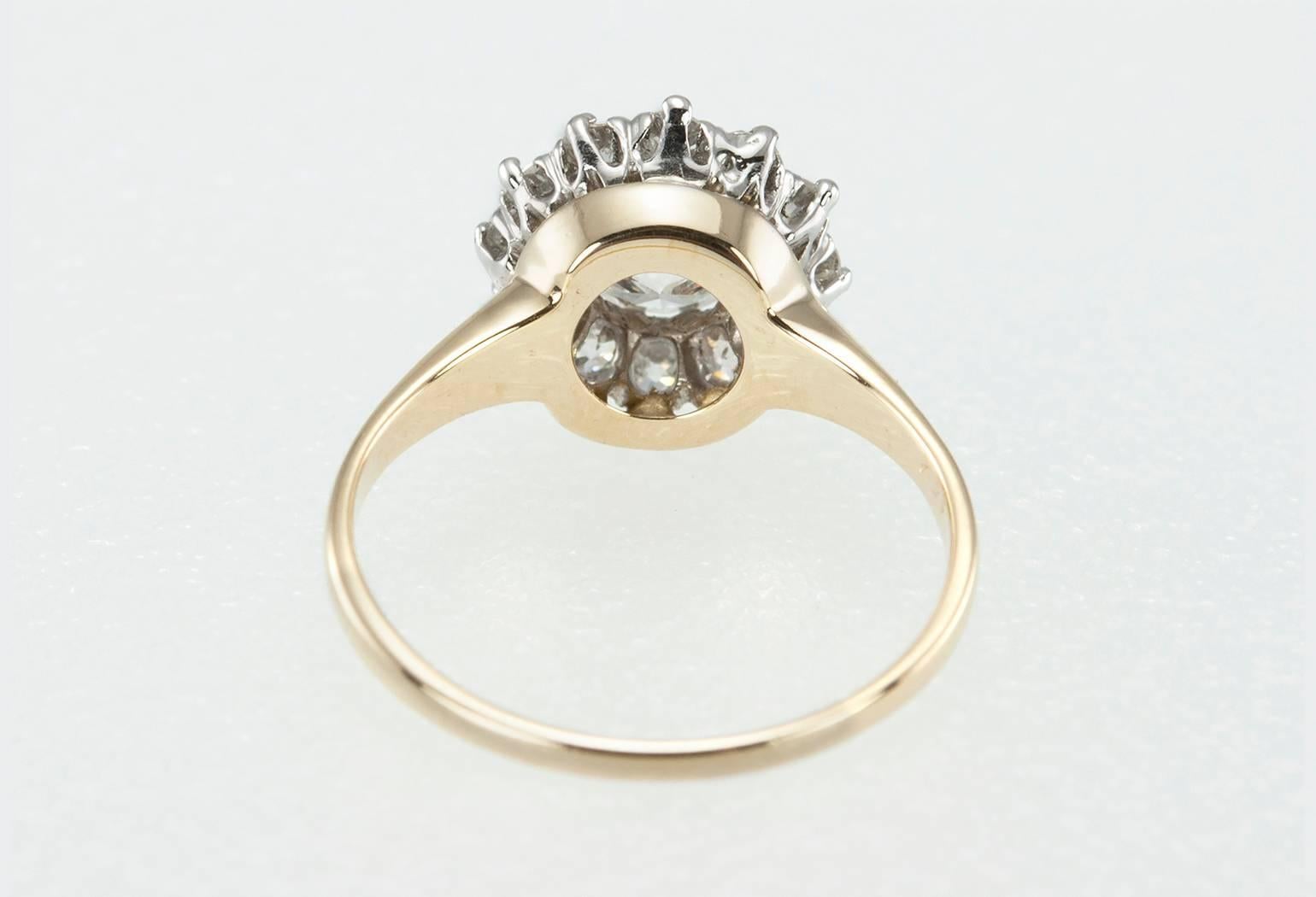 Antique Diamond Gold Platinum Cluster Ring 4