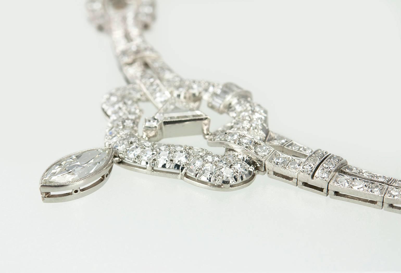 1930s Art Deco Diamond Platinum Choker Necklace 1