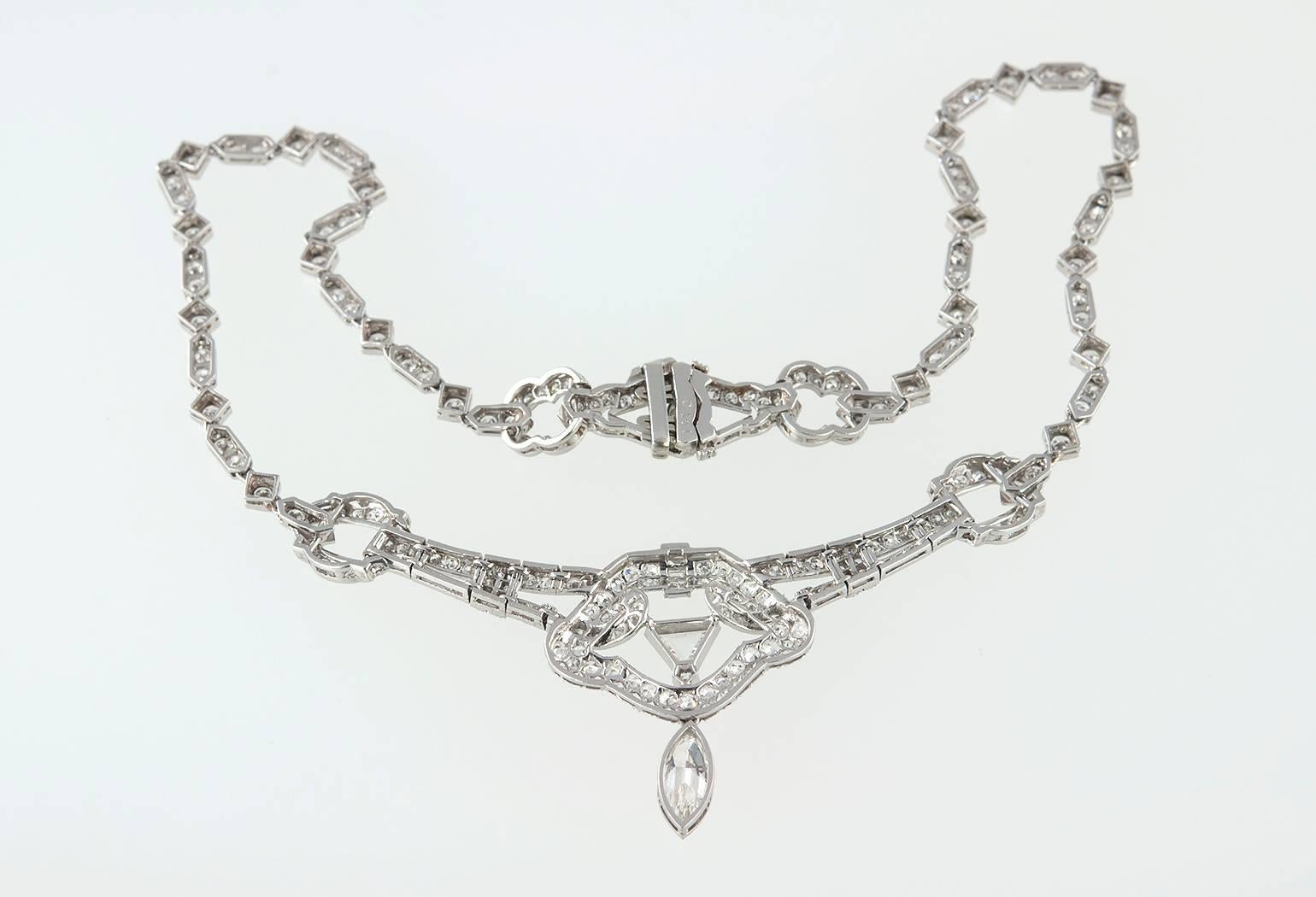 1930s Art Deco Diamond Platinum Choker Necklace 3