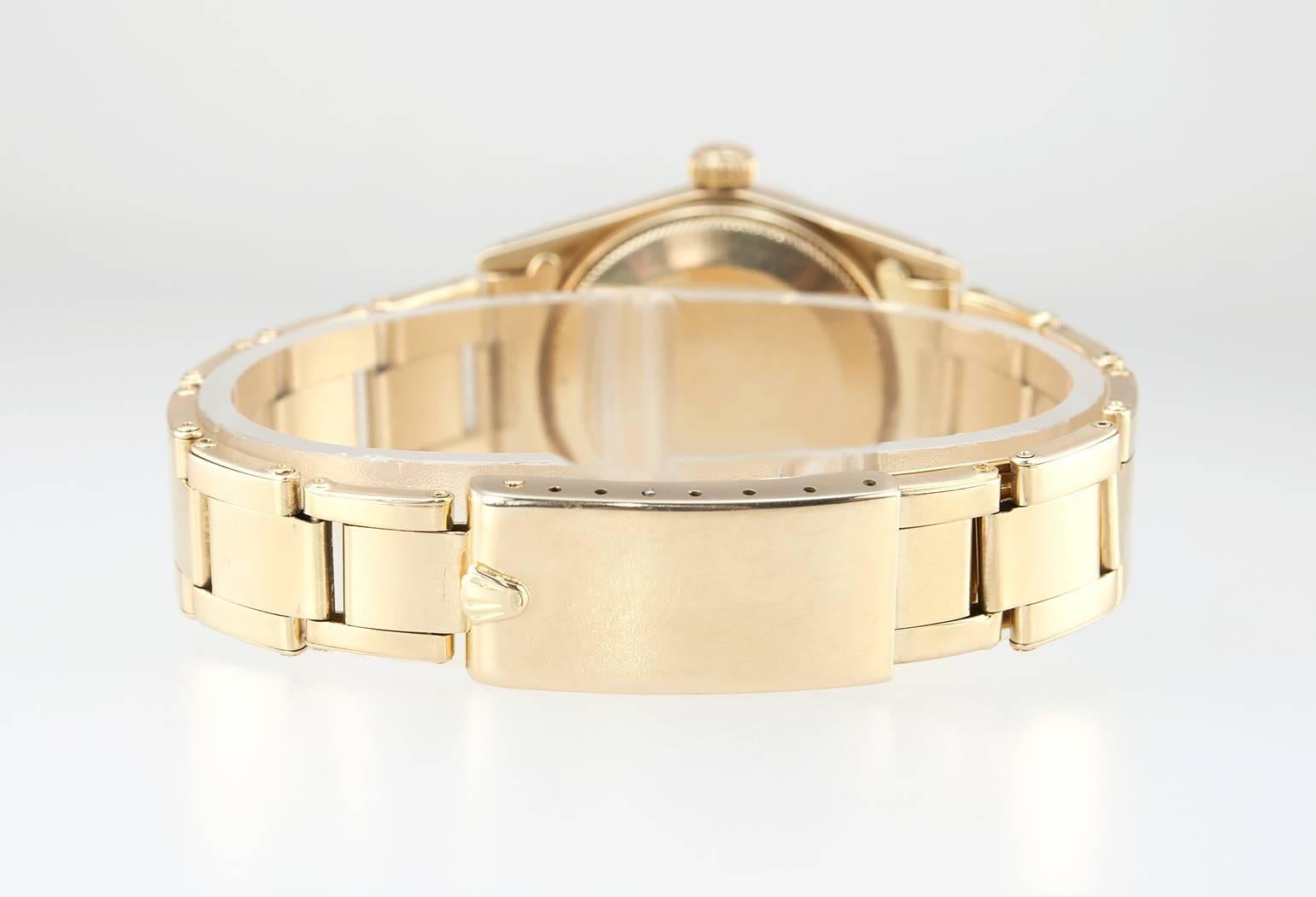 Rolex Midsize Yellow Gold Black Dial DateJust Wristwatch Ref 6827 For Sale 1