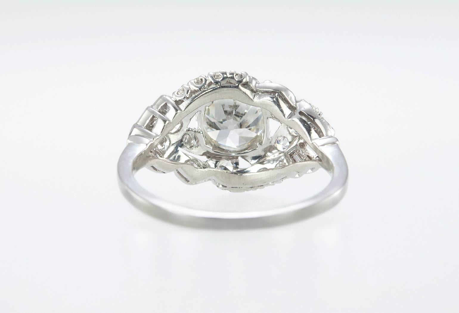 Art Deco 1.12 Carat Old European Cut Diamond Platinum Engagement Ring 1