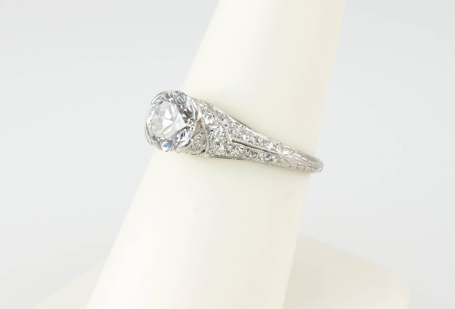 Edwardian 1.20 Carat GIA Cert Old European Cut Diamond Engagement Ring 3
