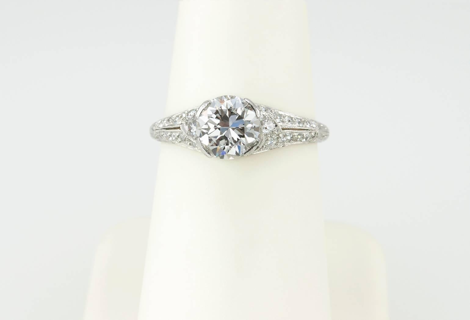 Edwardian 1.20 Carat GIA Cert Old European Cut Diamond Engagement Ring 2