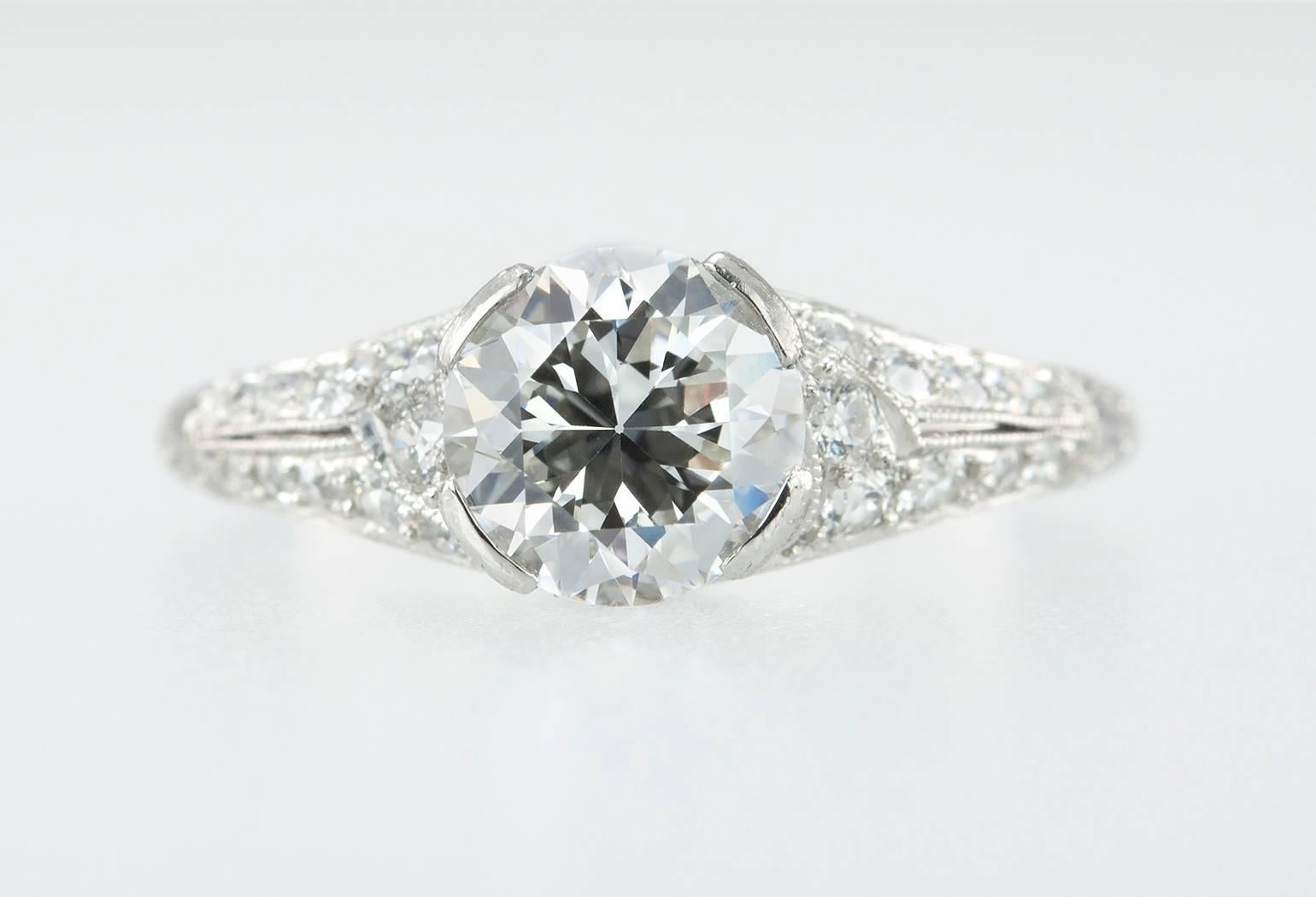 Edwardian 1.20 Carat GIA Cert Old European Cut Diamond Engagement Ring In Excellent Condition In Los Angeles, CA