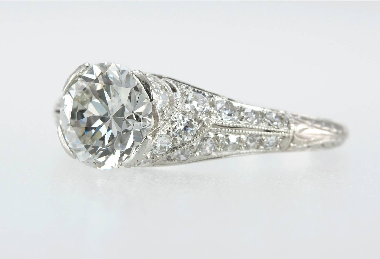 Women's Edwardian 1.20 Carat GIA Cert Old European Cut Diamond Engagement Ring