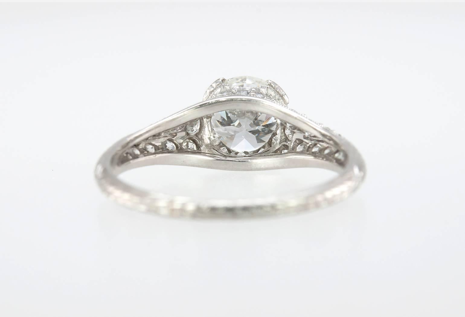 Edwardian 1.20 Carat GIA Cert Old European Cut Diamond Engagement Ring 5