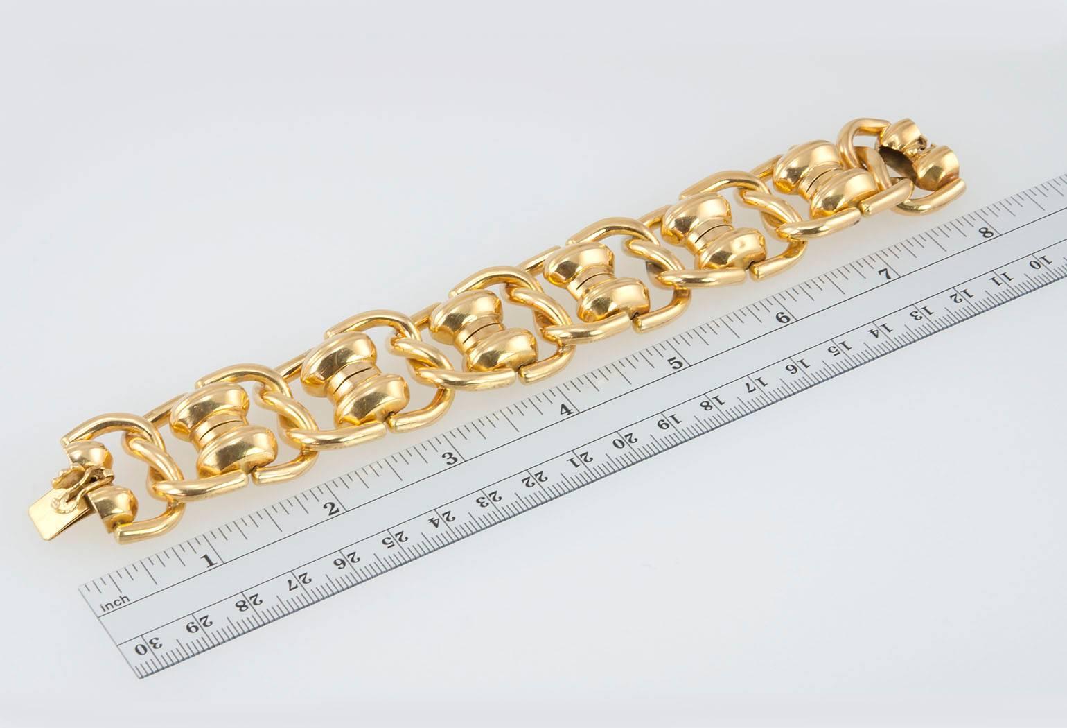 1960s Chunky Gold Link Bracelet For Sale 5