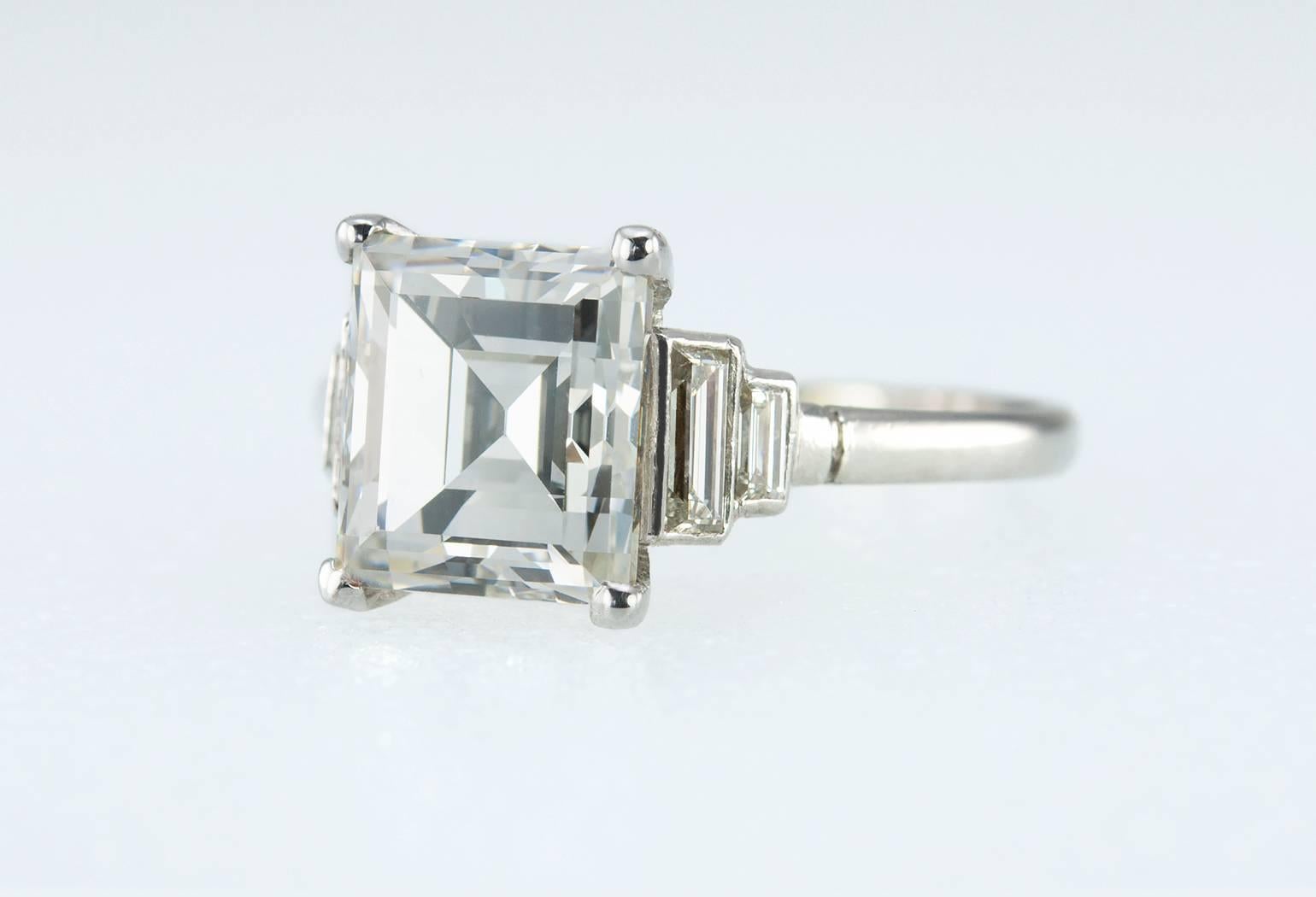 art deco emerald cut diamond ring