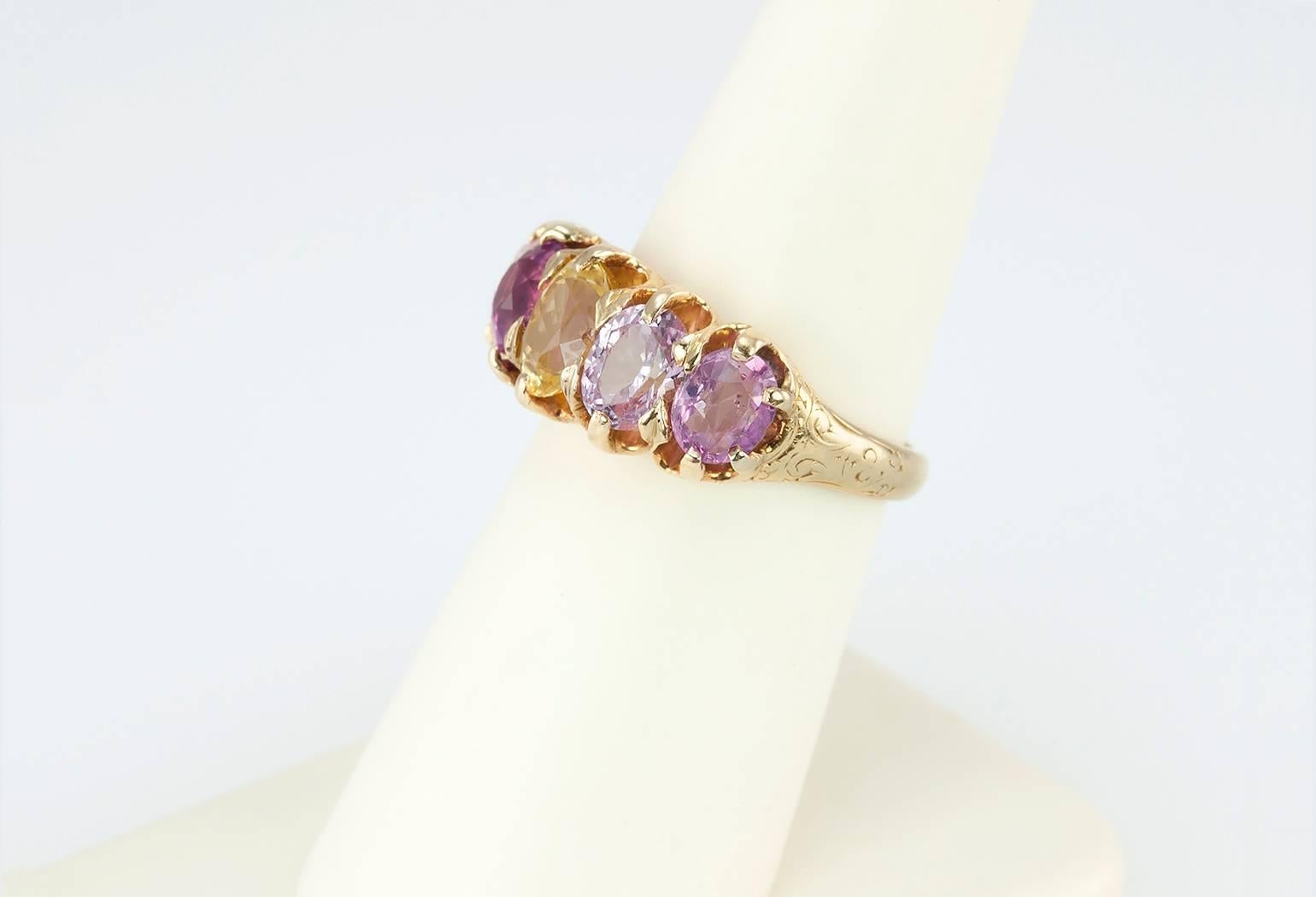 F. Walter Lawrence Sapphire Five-Stone Gold Ring 4