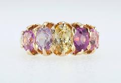 F. Walter Lawrence Sapphire Five-Stone Gold Ring