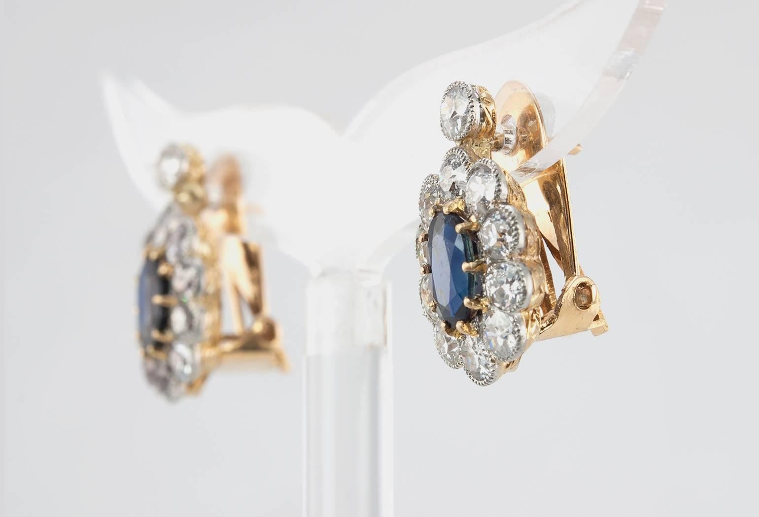 Victorian Sapphire and Diamond Antique Earrings 1