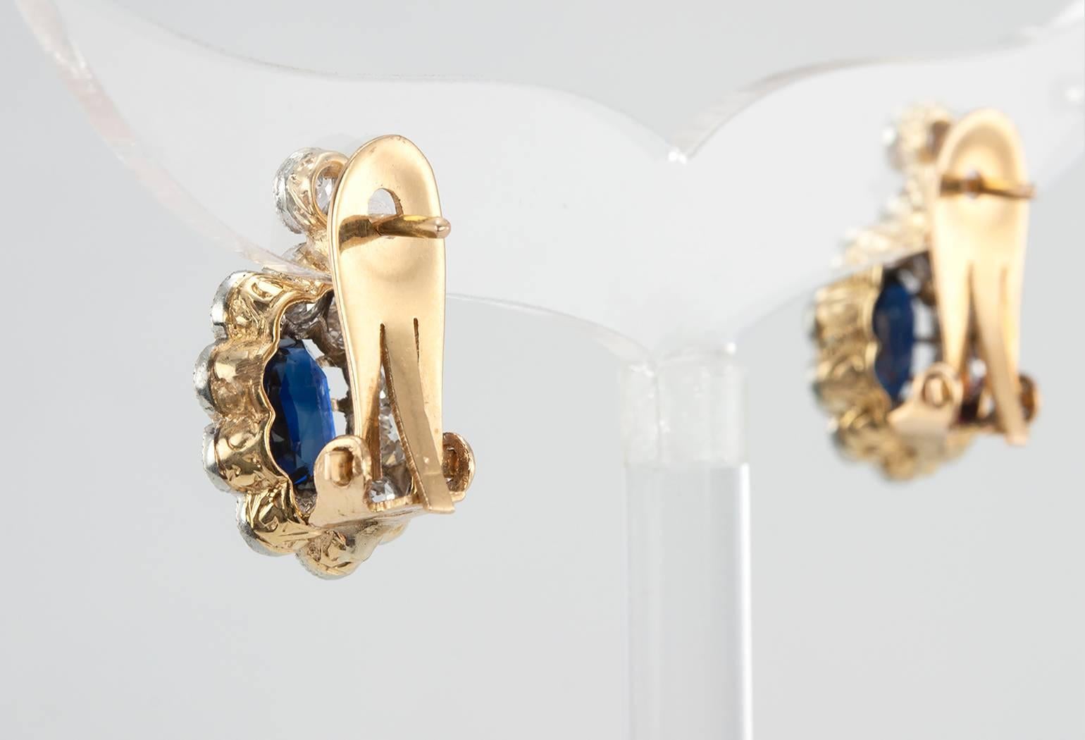 Victorian Sapphire and Diamond Antique Earrings 2