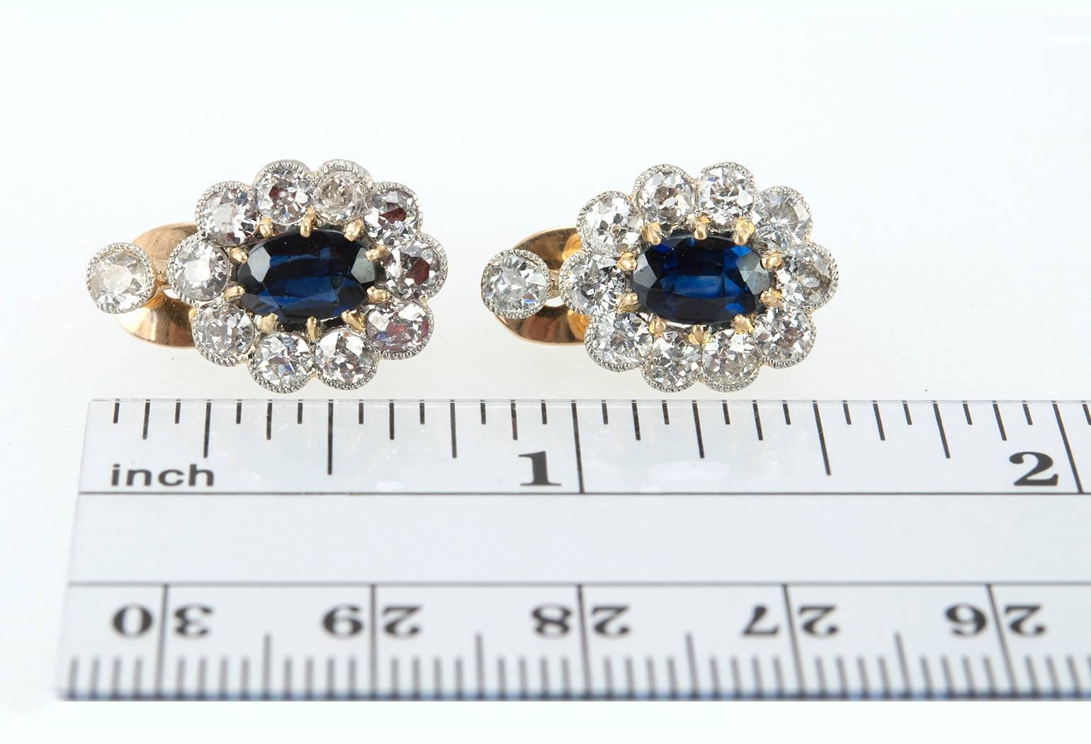 Victorian Sapphire and Diamond Antique Earrings 3