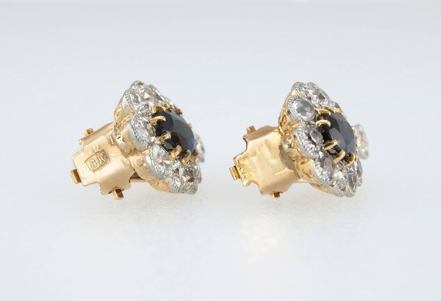 Women's Victorian Sapphire and Diamond Antique Earrings