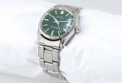 Rolex Midsize Steel Wristwatch with Custom Green Dial, Ref 6549