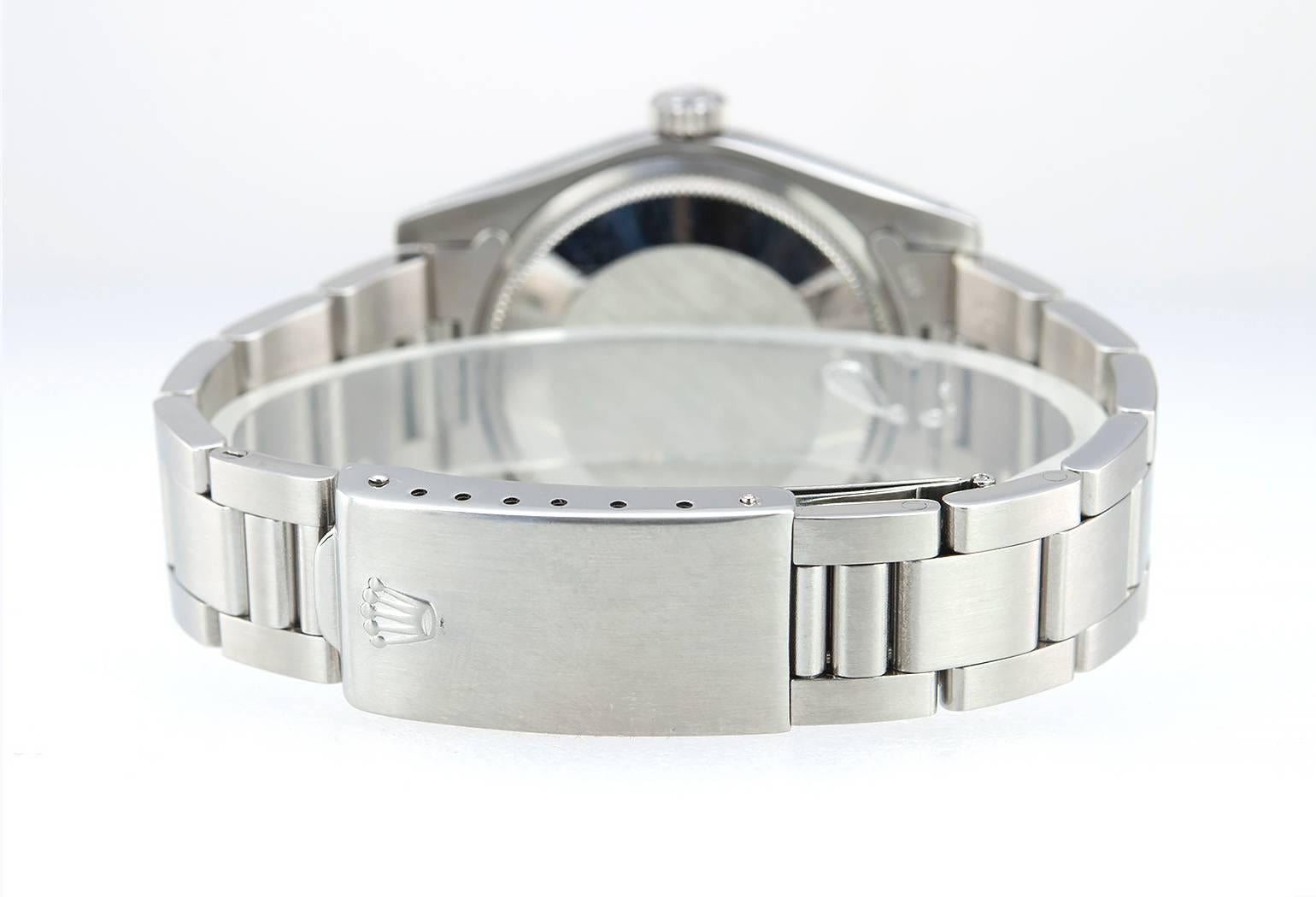 Rolex Stainless Steel Custom Blue Dial Oyster Date Wristwatch Ref 1500 1