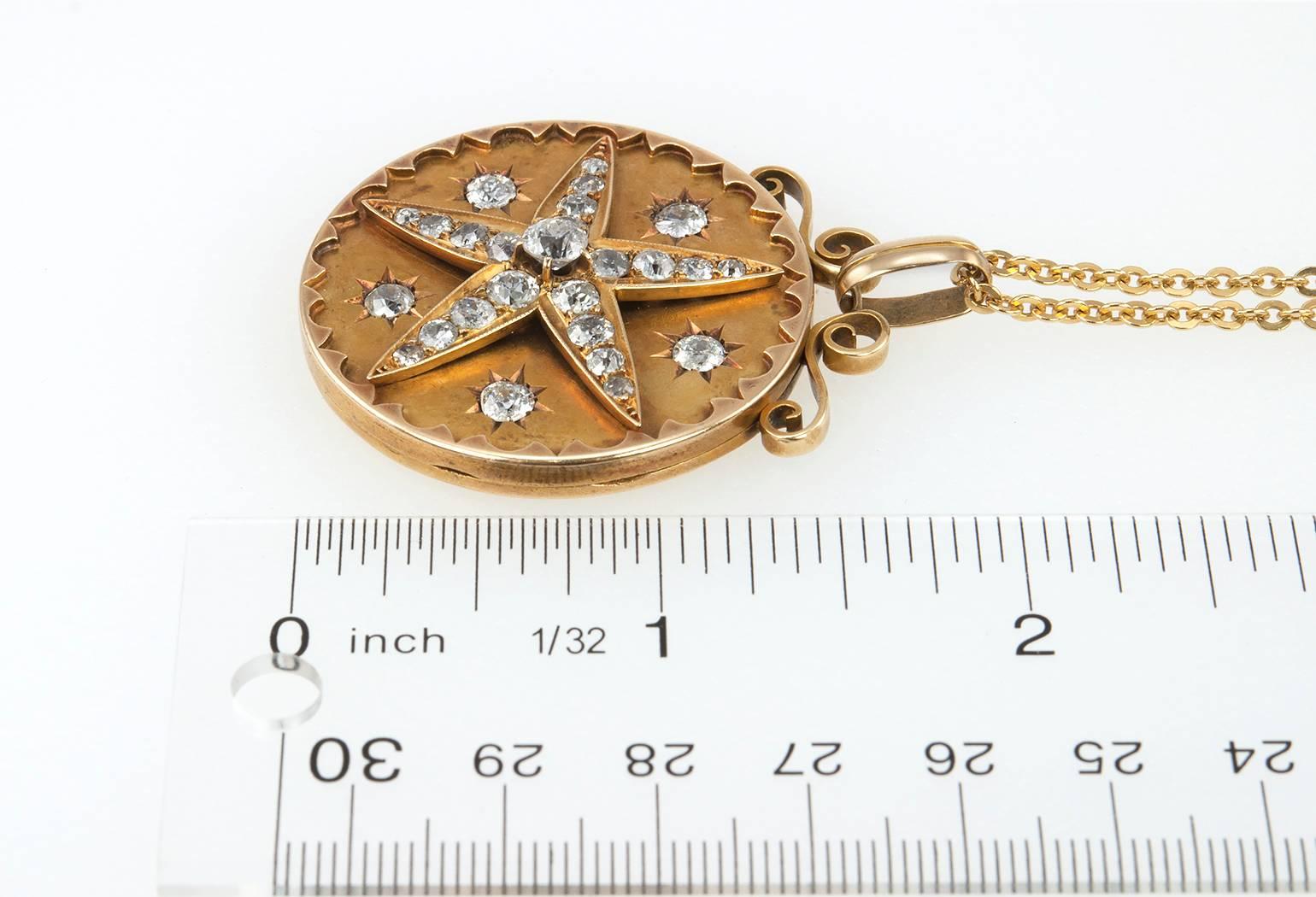 Victorian Diamond Star Gold Locket  5