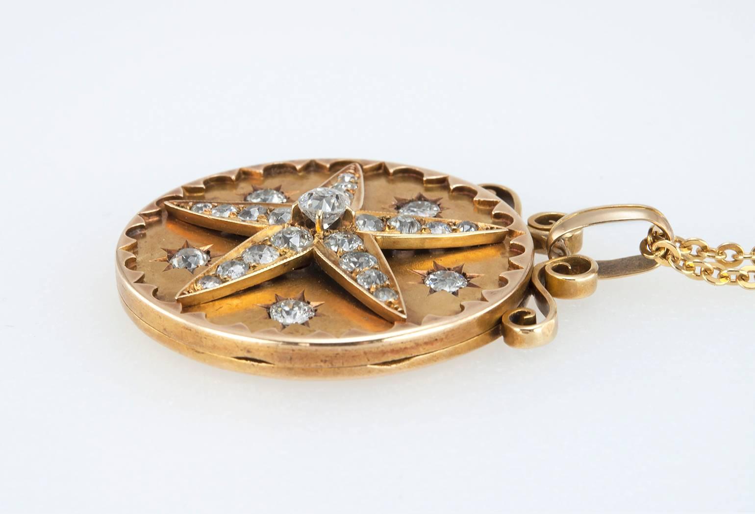 Victorian Diamond Star Gold Locket  3