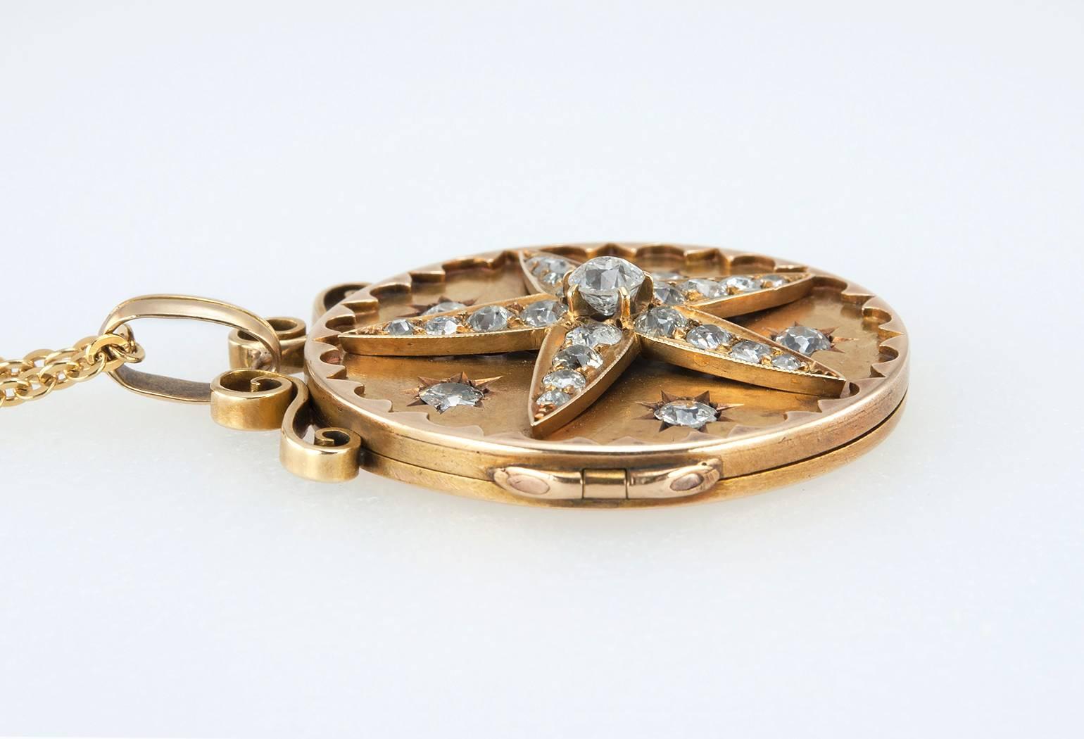 Victorian Diamond Star Gold Locket  2