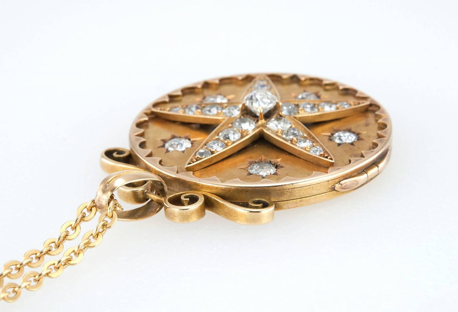 Victorian Diamond Star Gold Locket  1