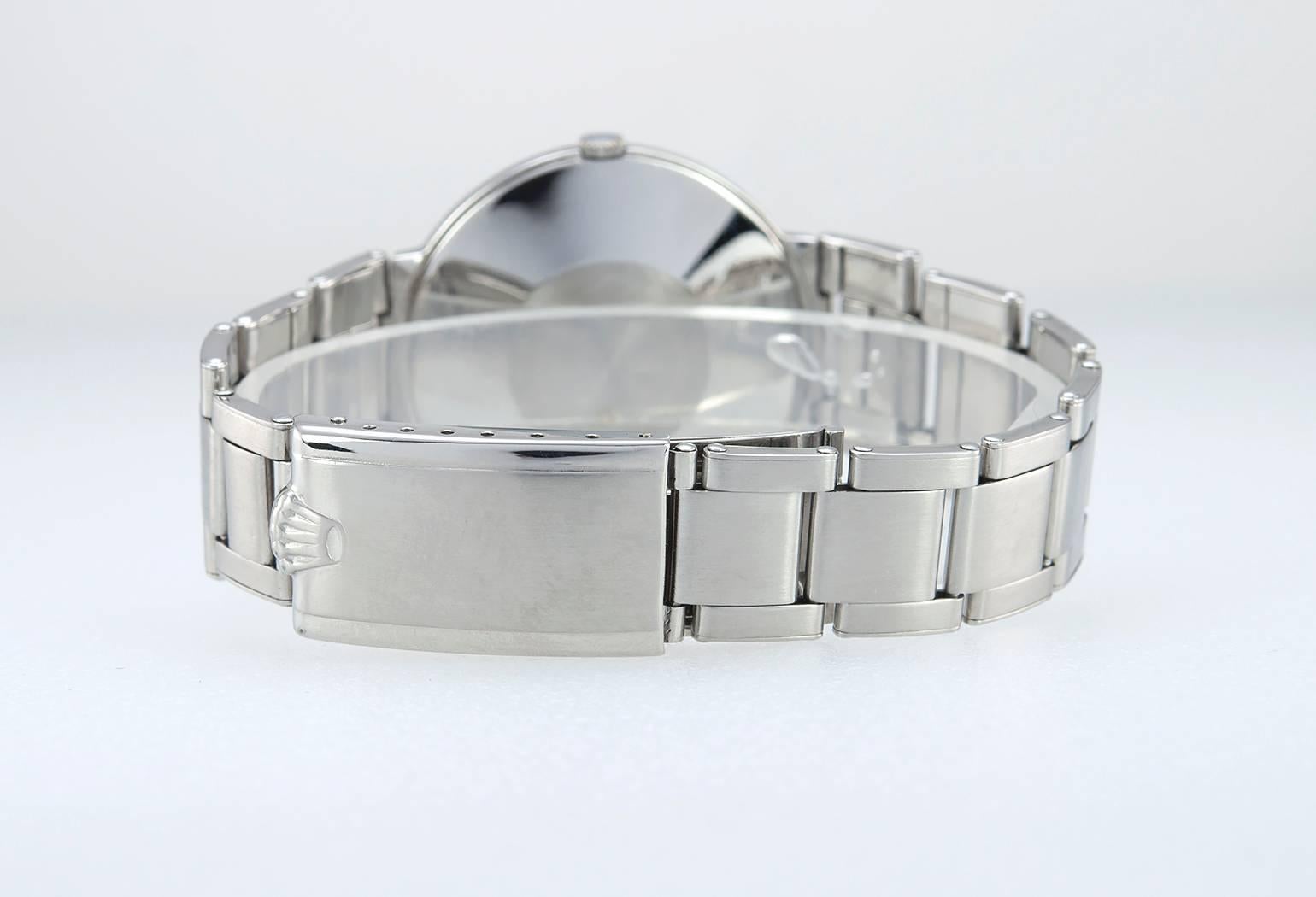 Rolex Steel Dress Model Wristwatch with Black Dial Ref 1210 1