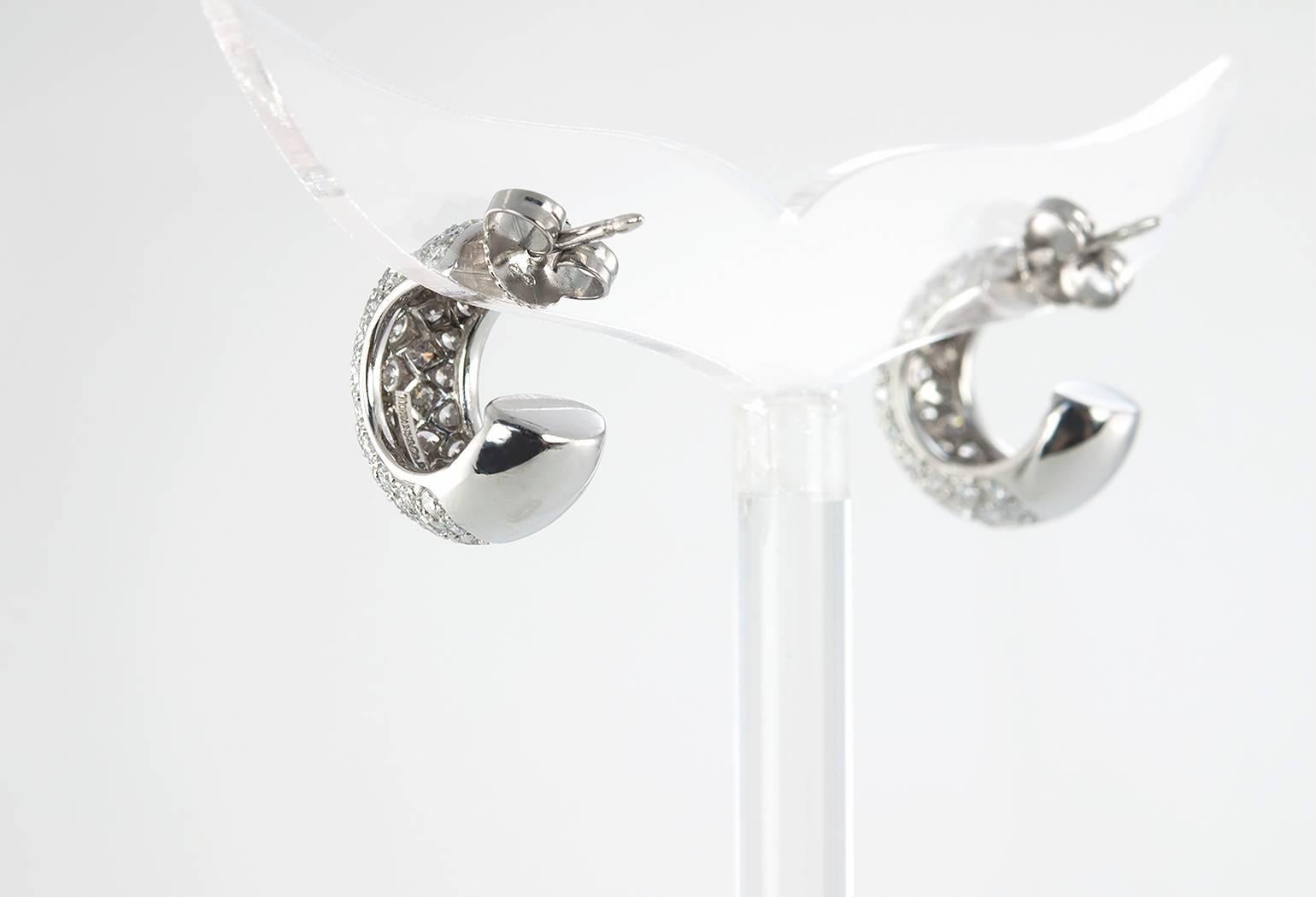Tiffany & Co. Diamond Platinum Hoop Earrings  2