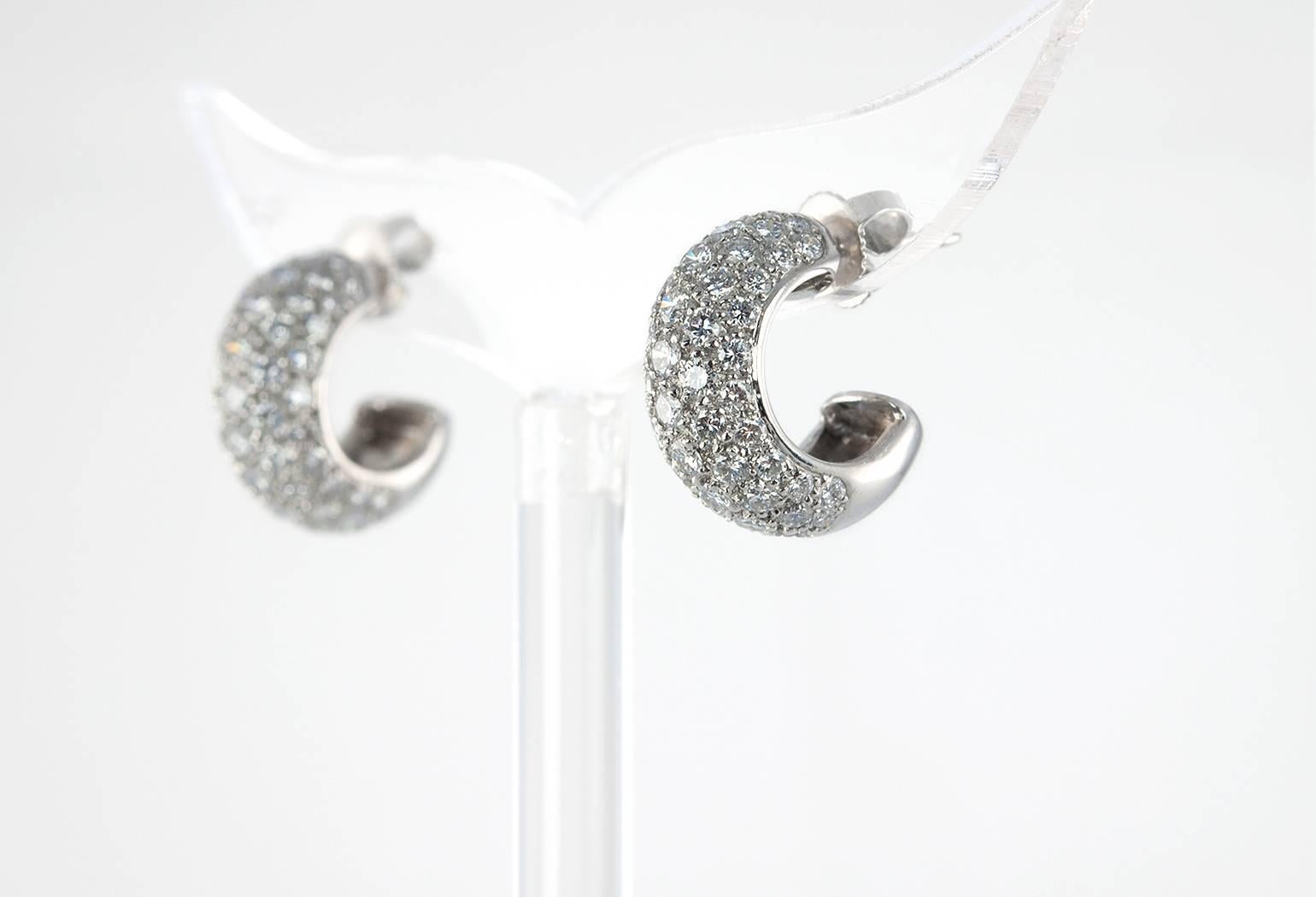 Tiffany & Co. Diamond Platinum Hoop Earrings  1