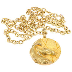 Retro Tiffany & Co. Pisces Gold Zodiac Necklace