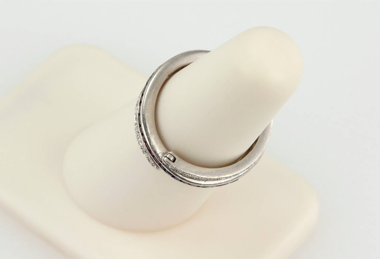Art Deco Ruby Sapphire Diamond Platinum Flip Ring 3