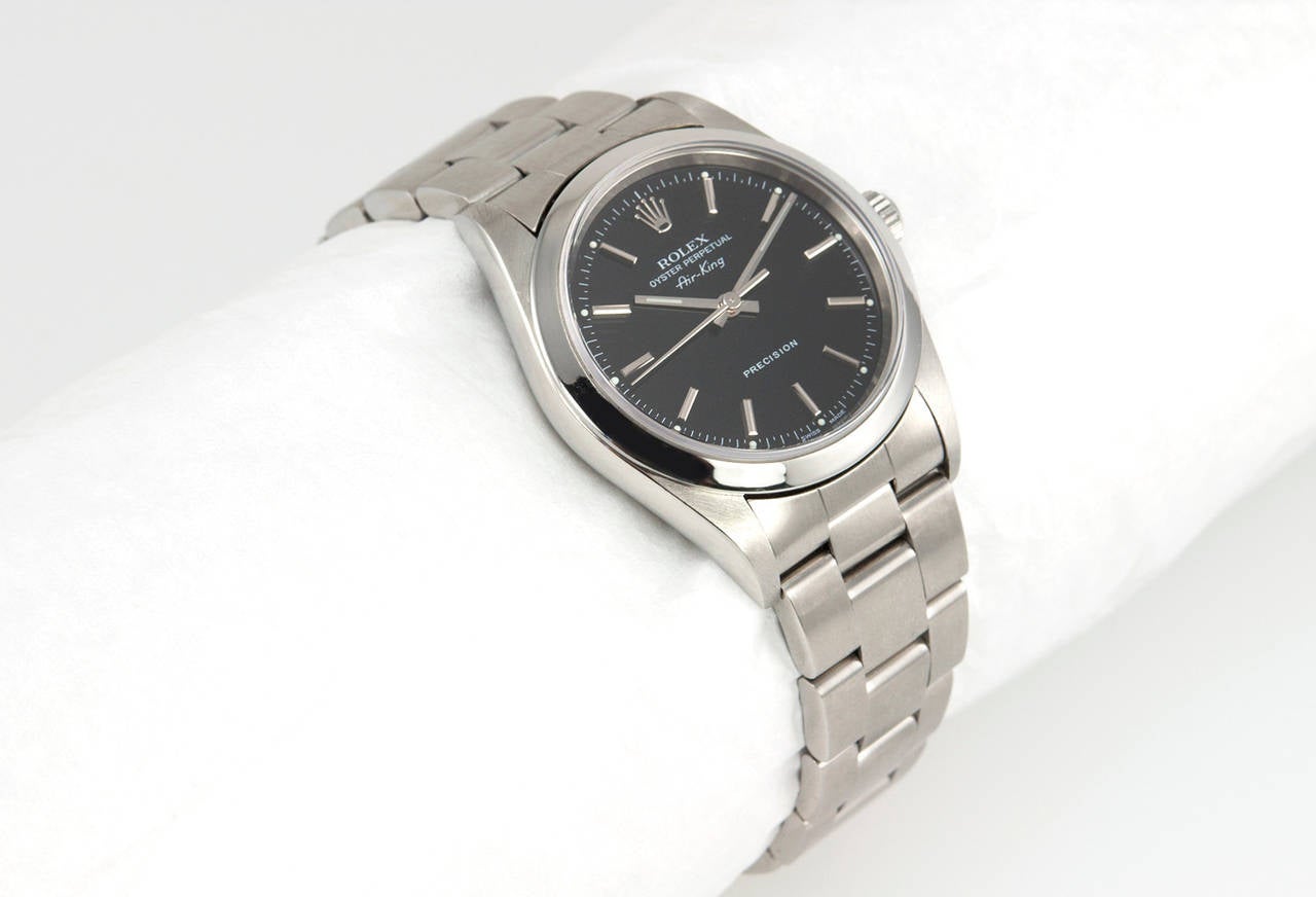 Rolex Stainless Steel Air-King Wristwatch Ref 14010 In Excellent Condition In Los Angeles, CA