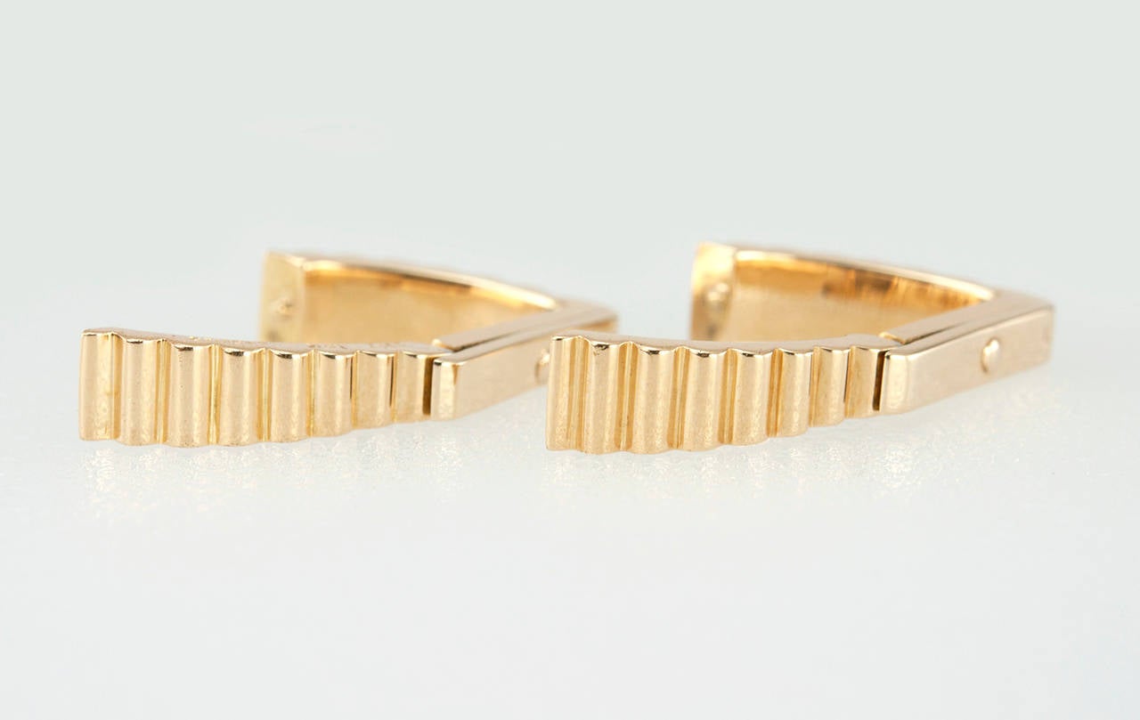 Cartier Gold Ribbed Triangle Cufflinks 2