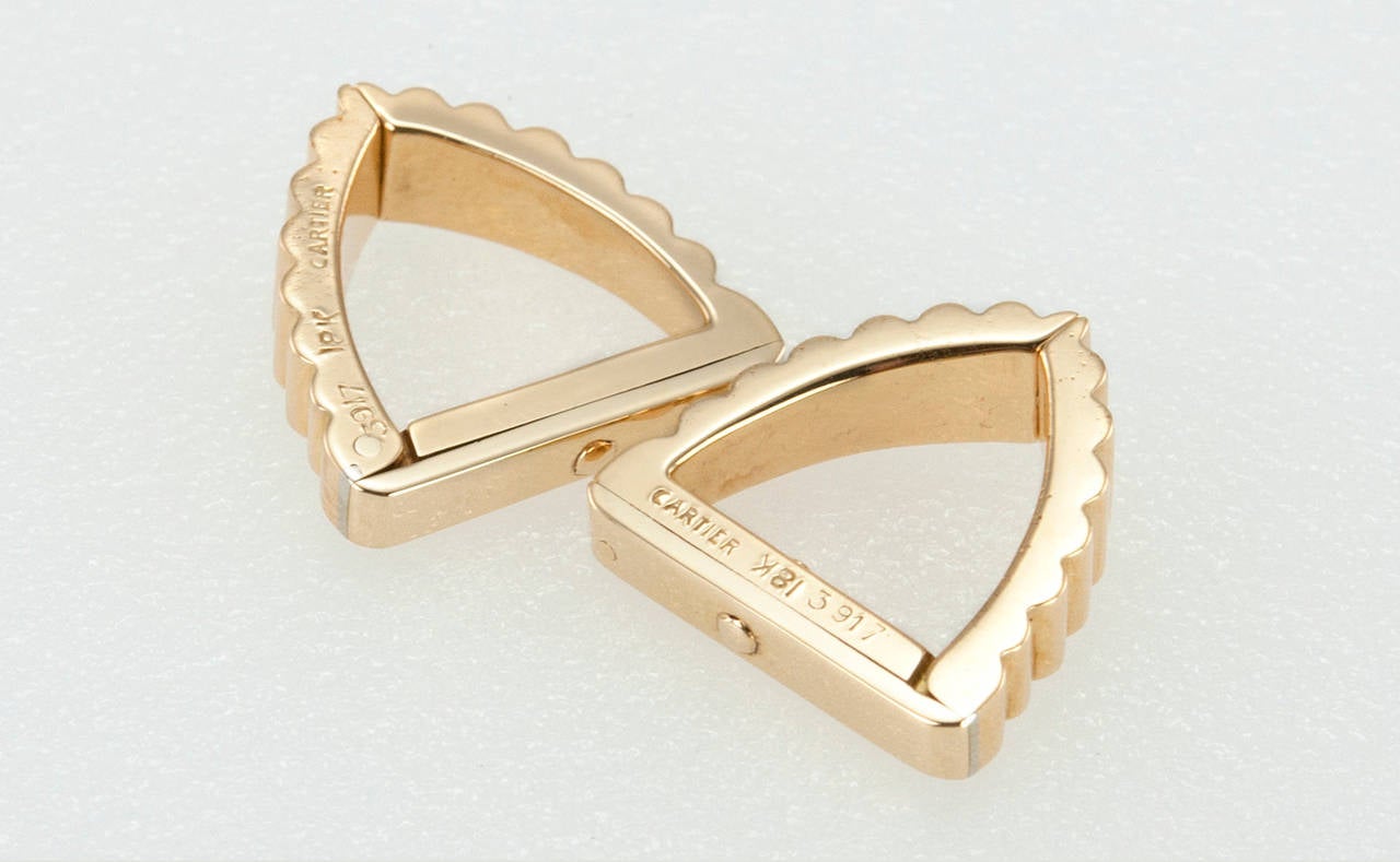 Cartier Gold Ribbed Triangle Cufflinks 3